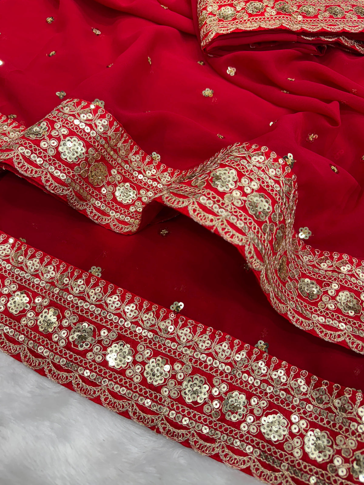 Wedding Special Pure Georgette Sequance  Saree