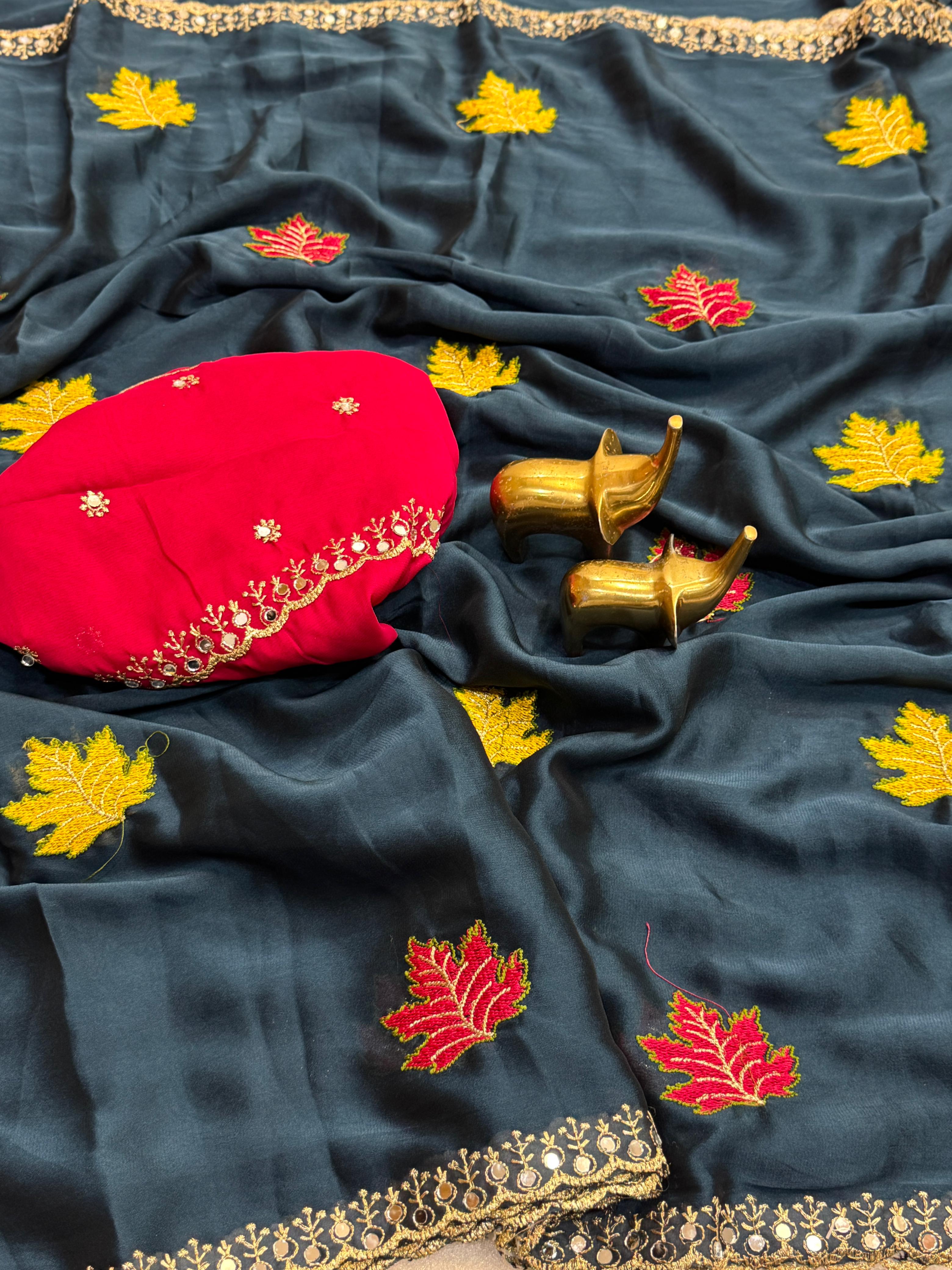 Soft Rangoli Silk Saree With Embroidery Work