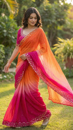 Pure Soft Chinon Peding 2d Saree