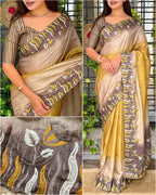 Tusser Silk Digital Print Saree