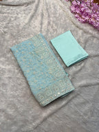 Faux Georgette Saree With White Thread