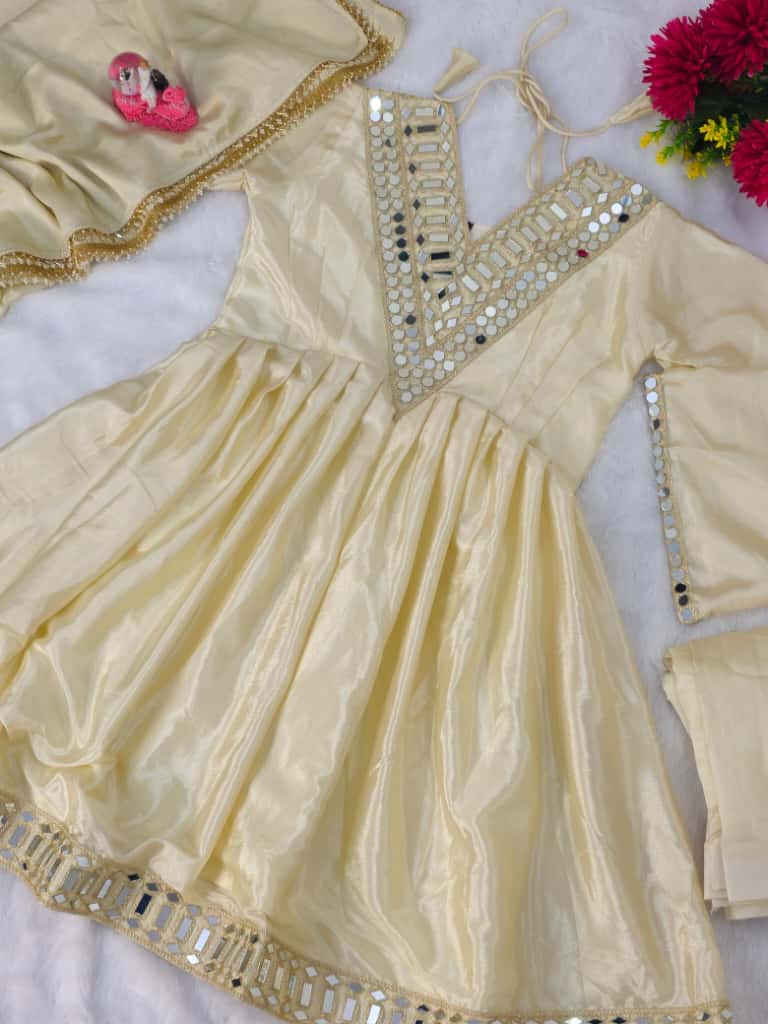 KEDIYA Style Real Mirror Work Kurti Plazzo Set