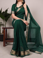 Poly Shimmer Saree With Multi Color