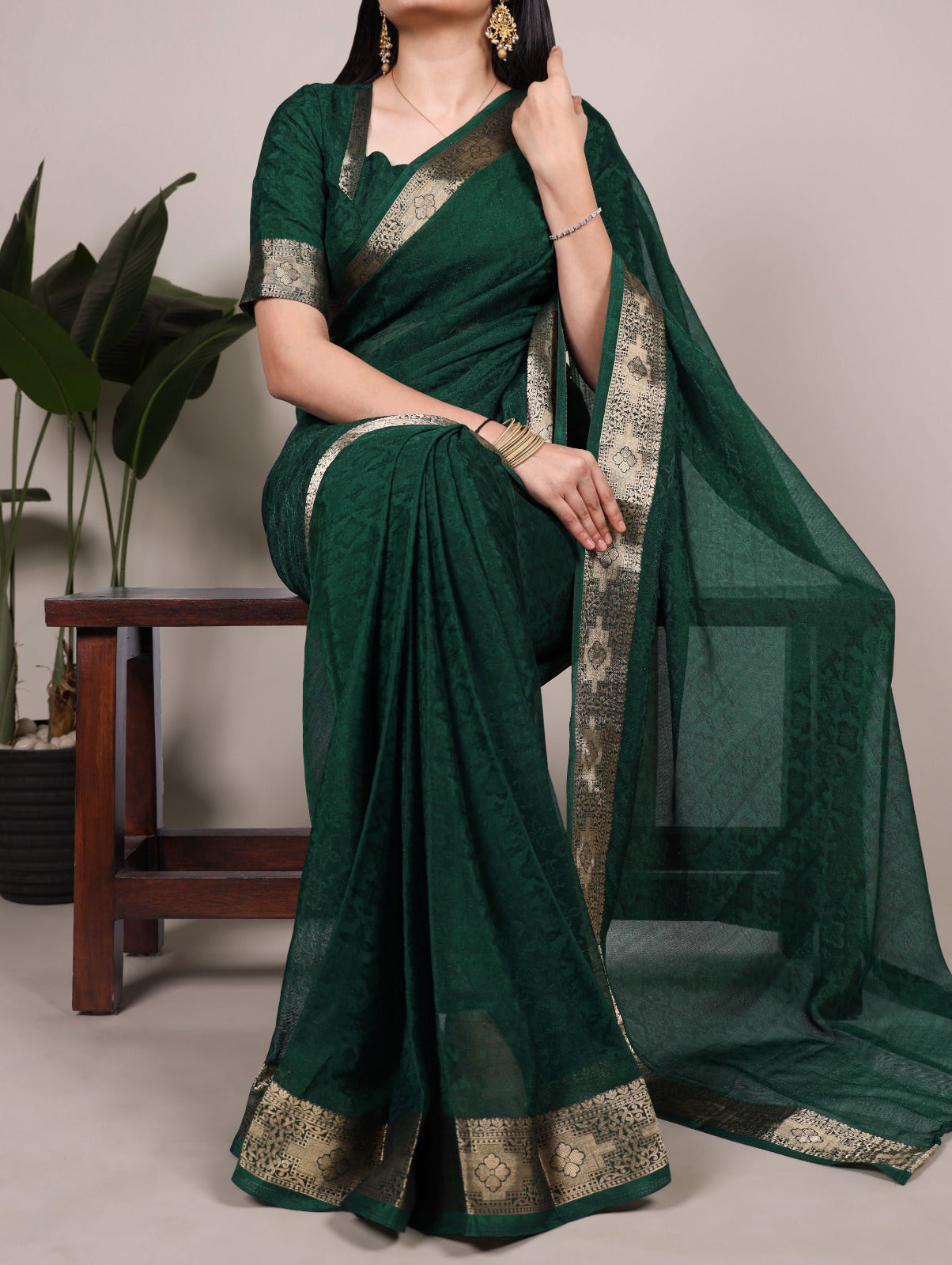 Poly Shimmer Saree With Multi Color