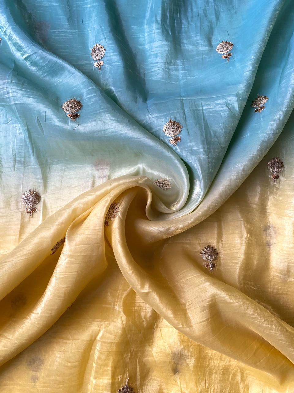 Pure crush padding saree