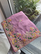 Soft Silk fabric with C-pallu Embroidered Work Saree