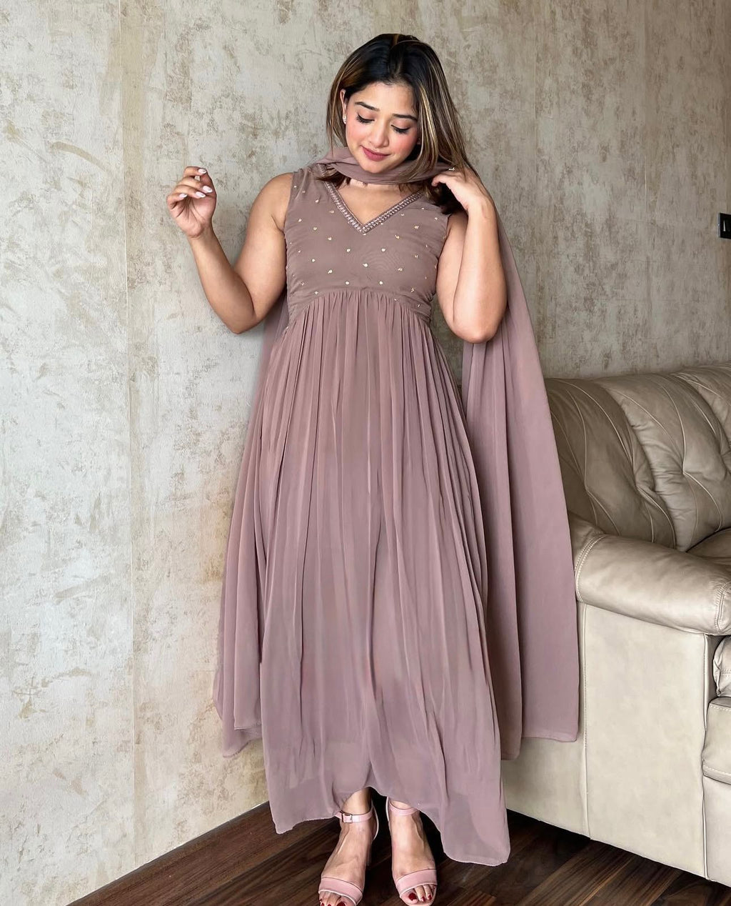 Heavy Faux Georgette Gown