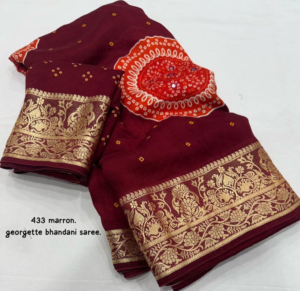 Soft Cotton Crape Saree With Bhandani Prints