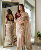 Very soft nd Elegant Rich look Fendy Sartin saree