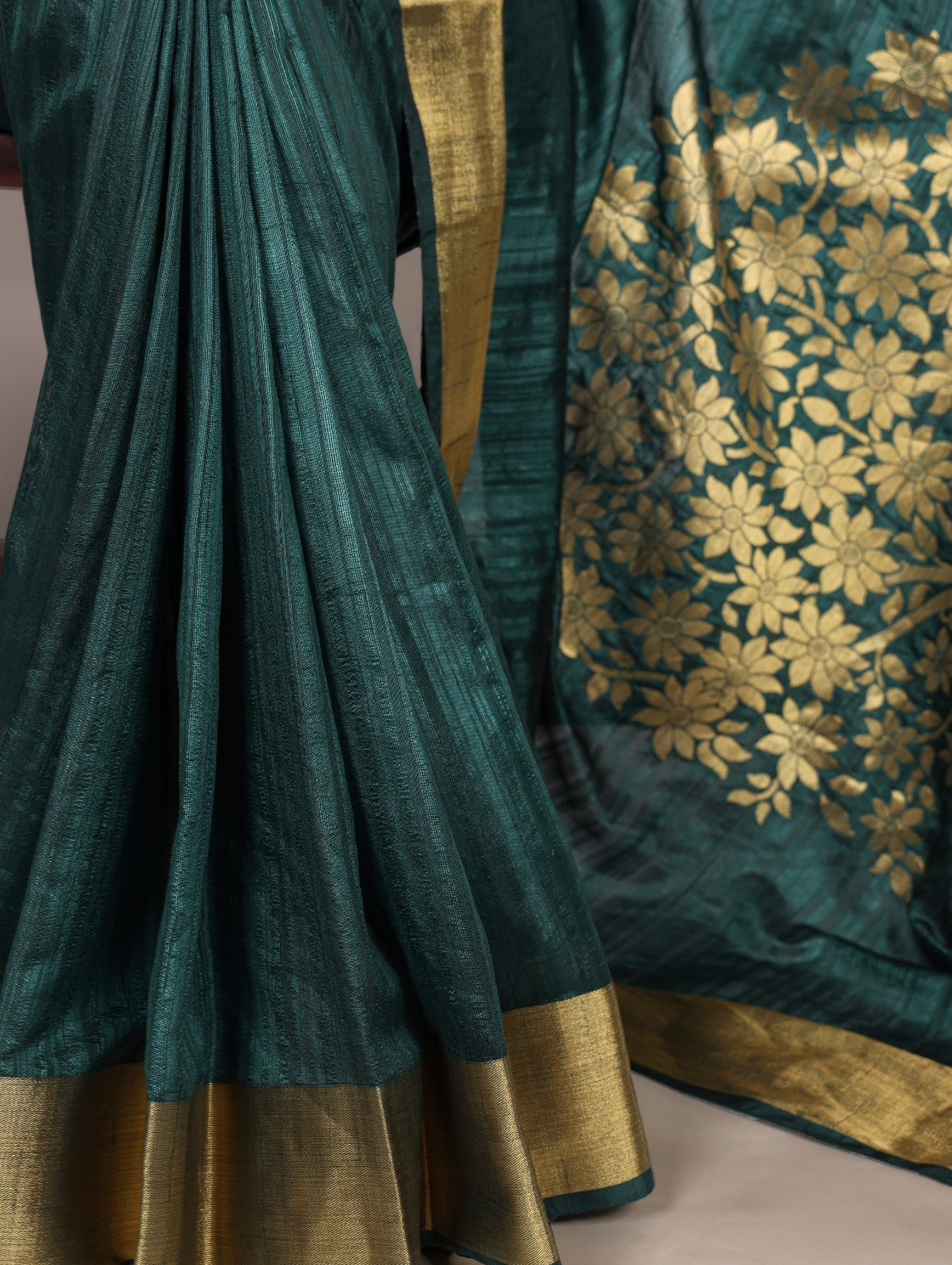Dressing up for Onam in a raw silk saree