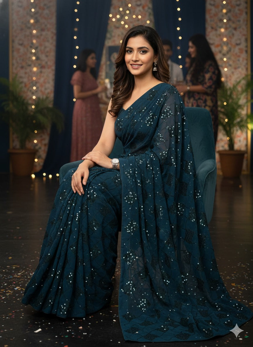 Georgette Sequence Saree