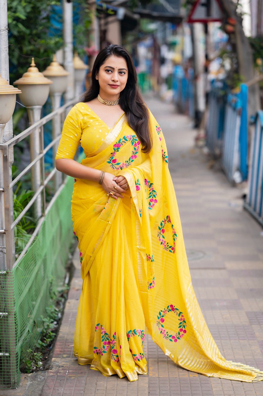 Pure Georgette Embroidery Saree