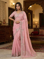 Crunchy Silk Fabric 3MM Sequence Saree