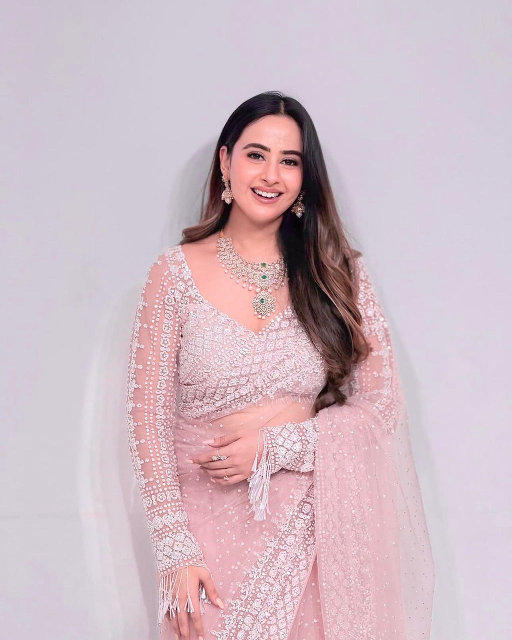 Soft Net Wedding Pink Saree