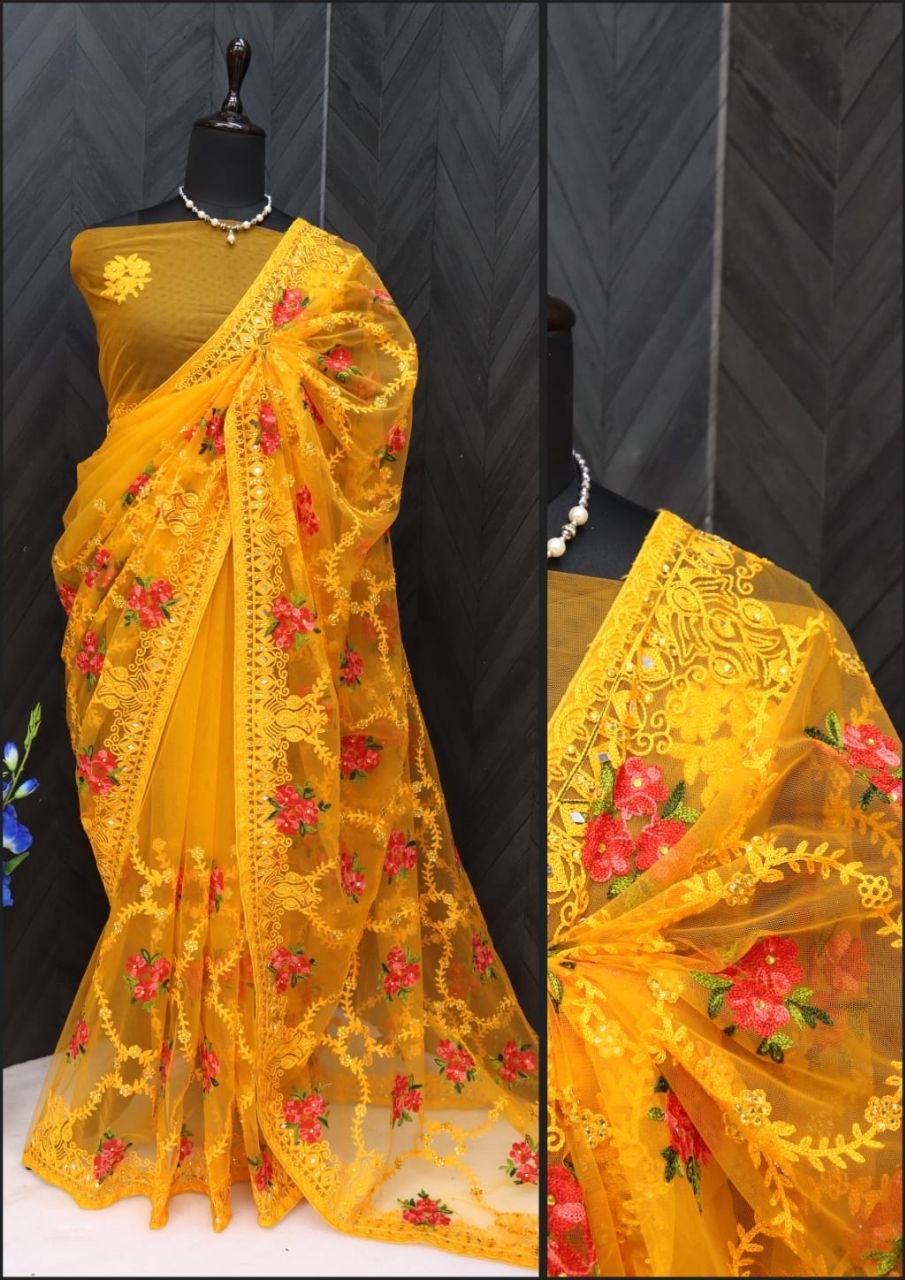 Heavy Butterfly Net Most Demanding Saree
