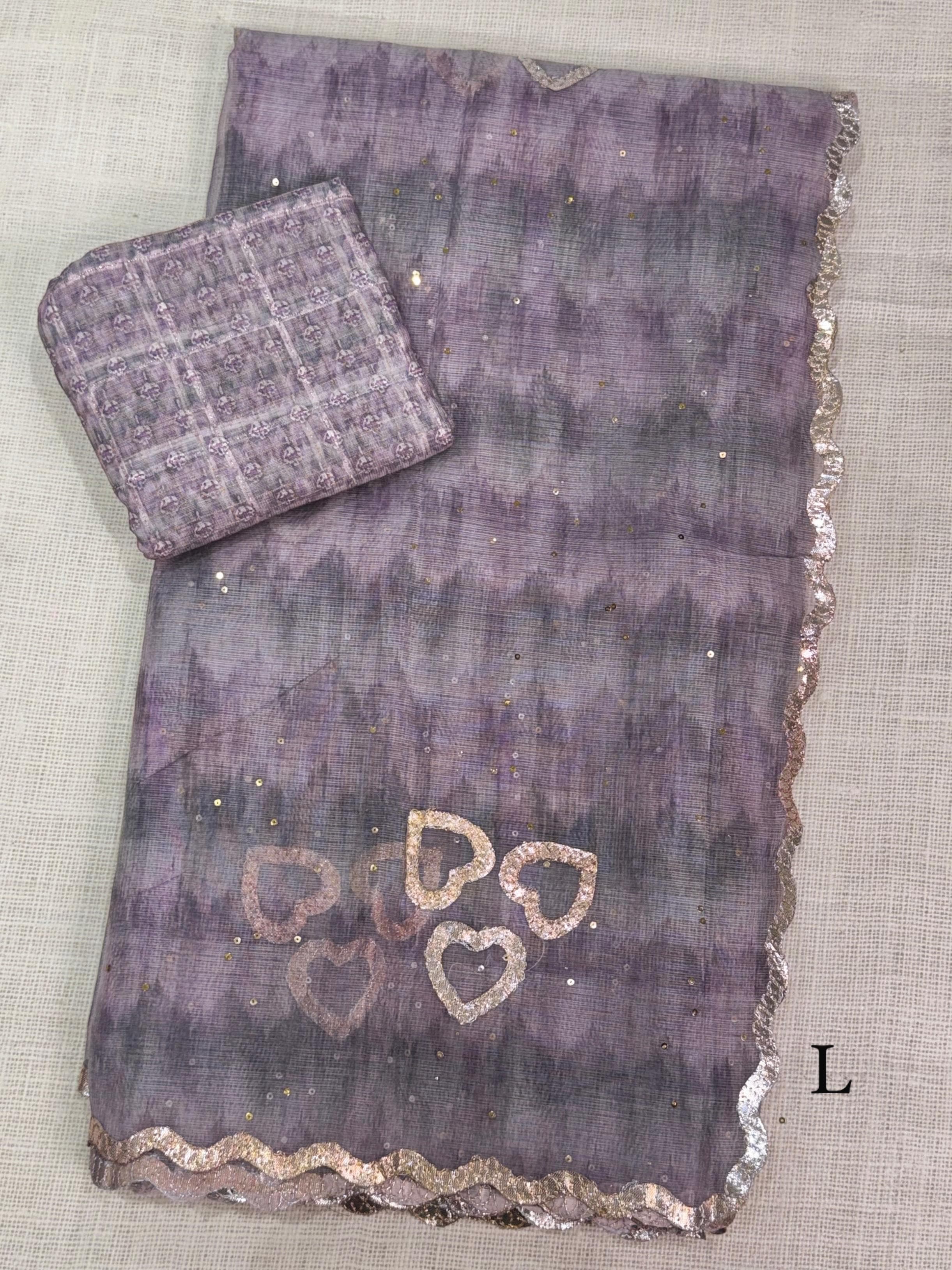 Heart beat Leno Cotton Saree