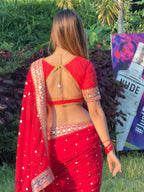 Wedding Special Pure Georgette Sequance  Saree