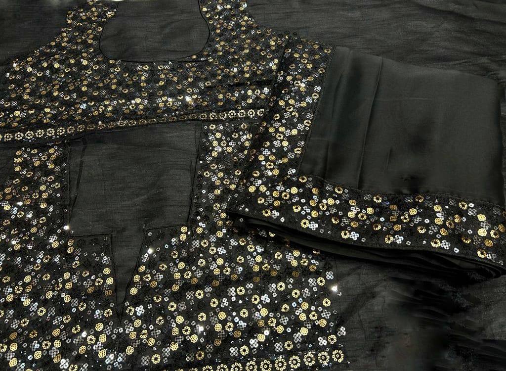 Bollywood Soft Black Rangoli Saree