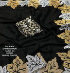 New Fancy Sartin Chiffon Emboridary Saree