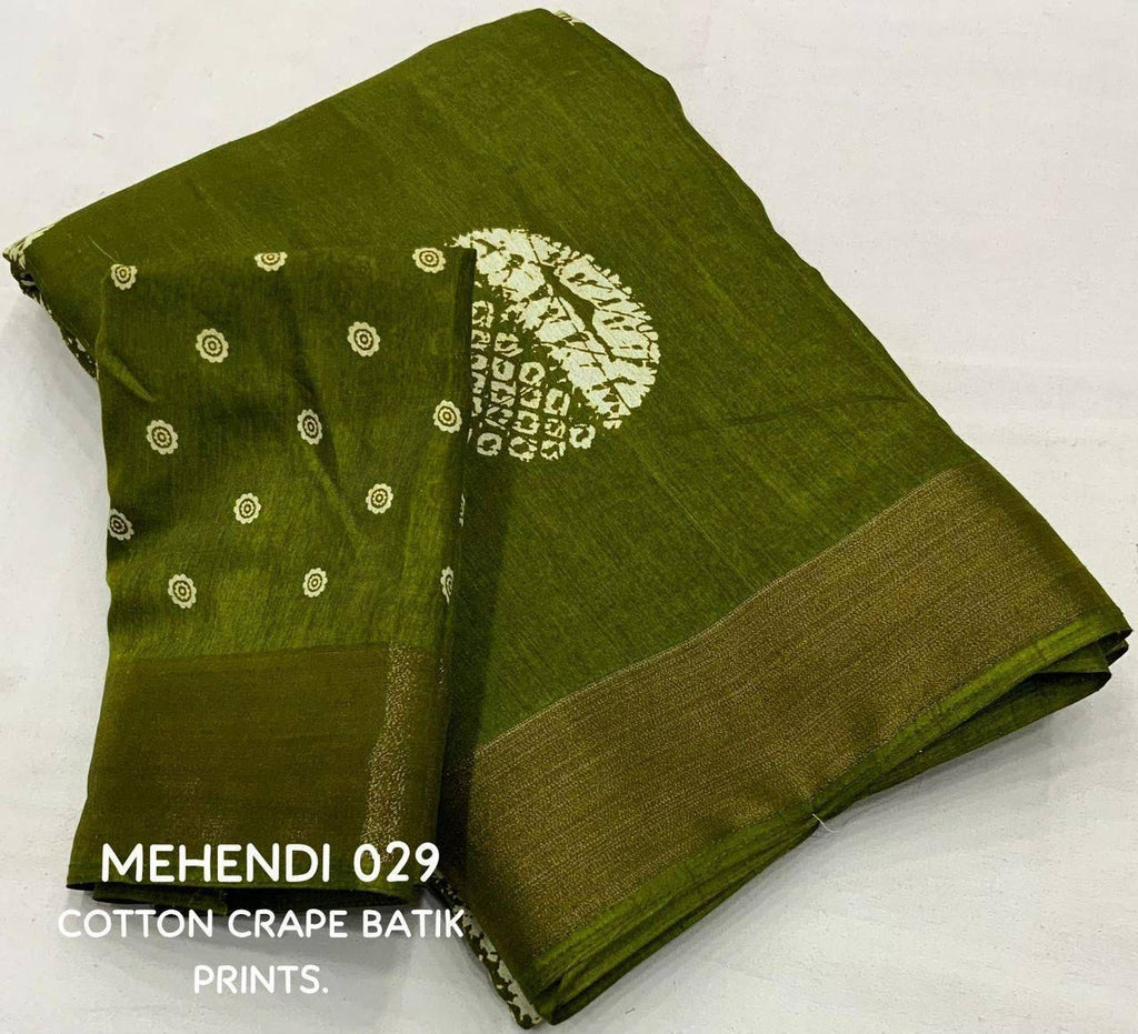 Soft Cotton Crape Batik Prints Saree