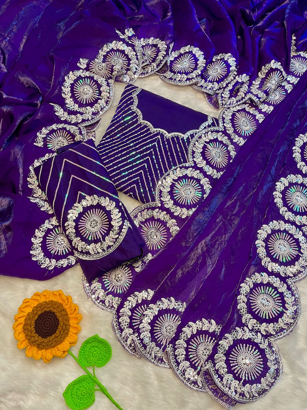 Wedding Premium fandy Satin fabrics Trisha Saree