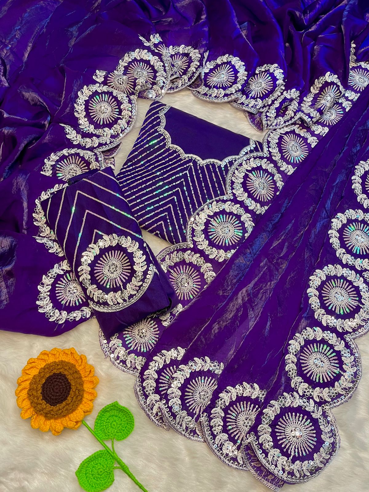 Wedding Premium fandy Satin fabrics Trisha Saree