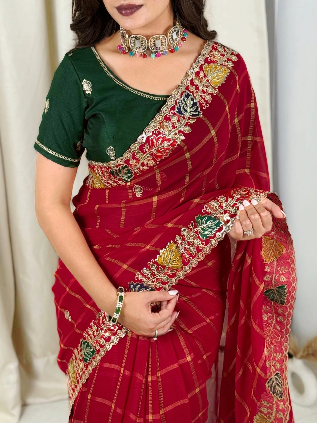 Sakhi Design Pure Chiffon Royalty Saree