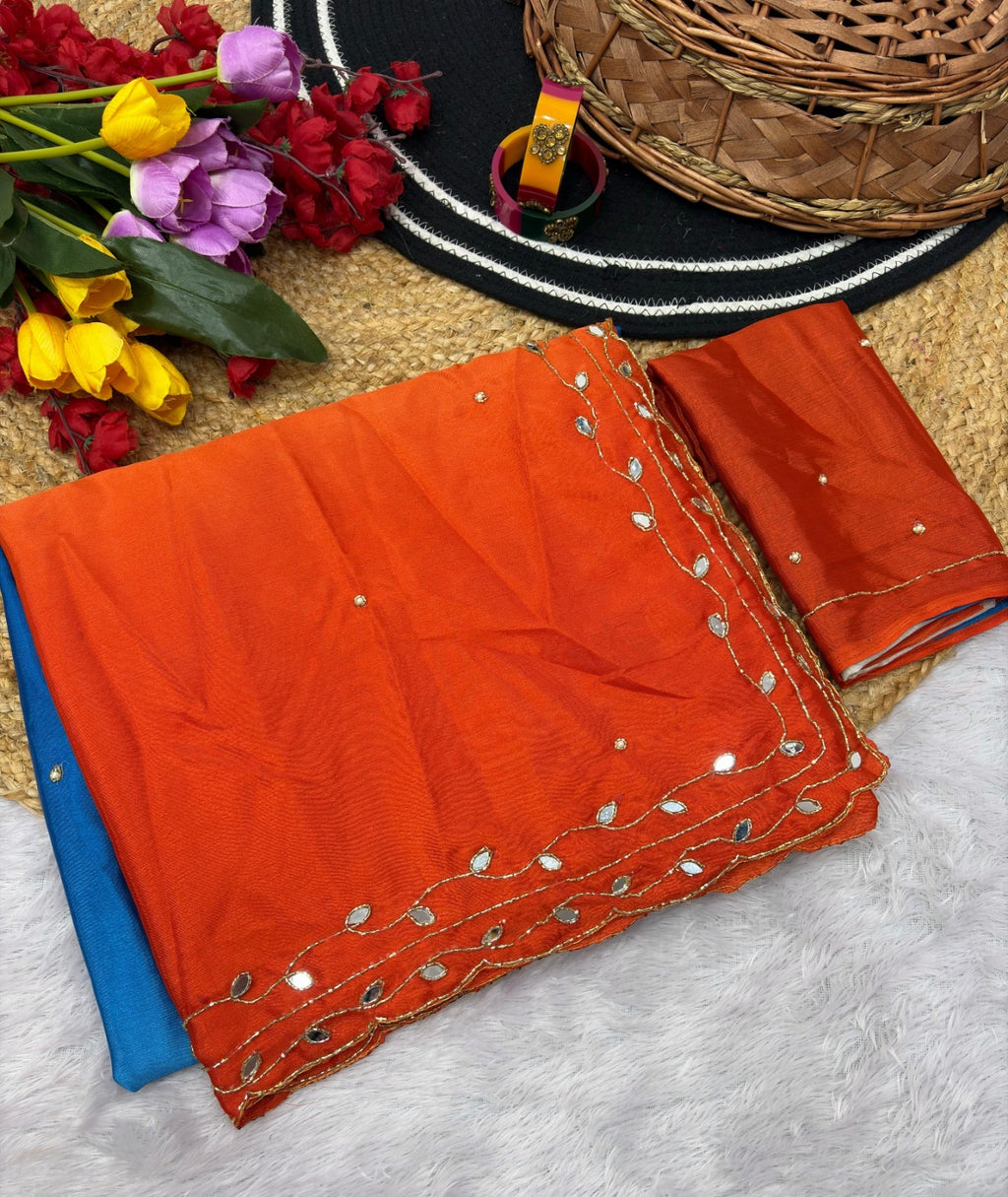 Pure Soft Chinon Peding 2d Saree