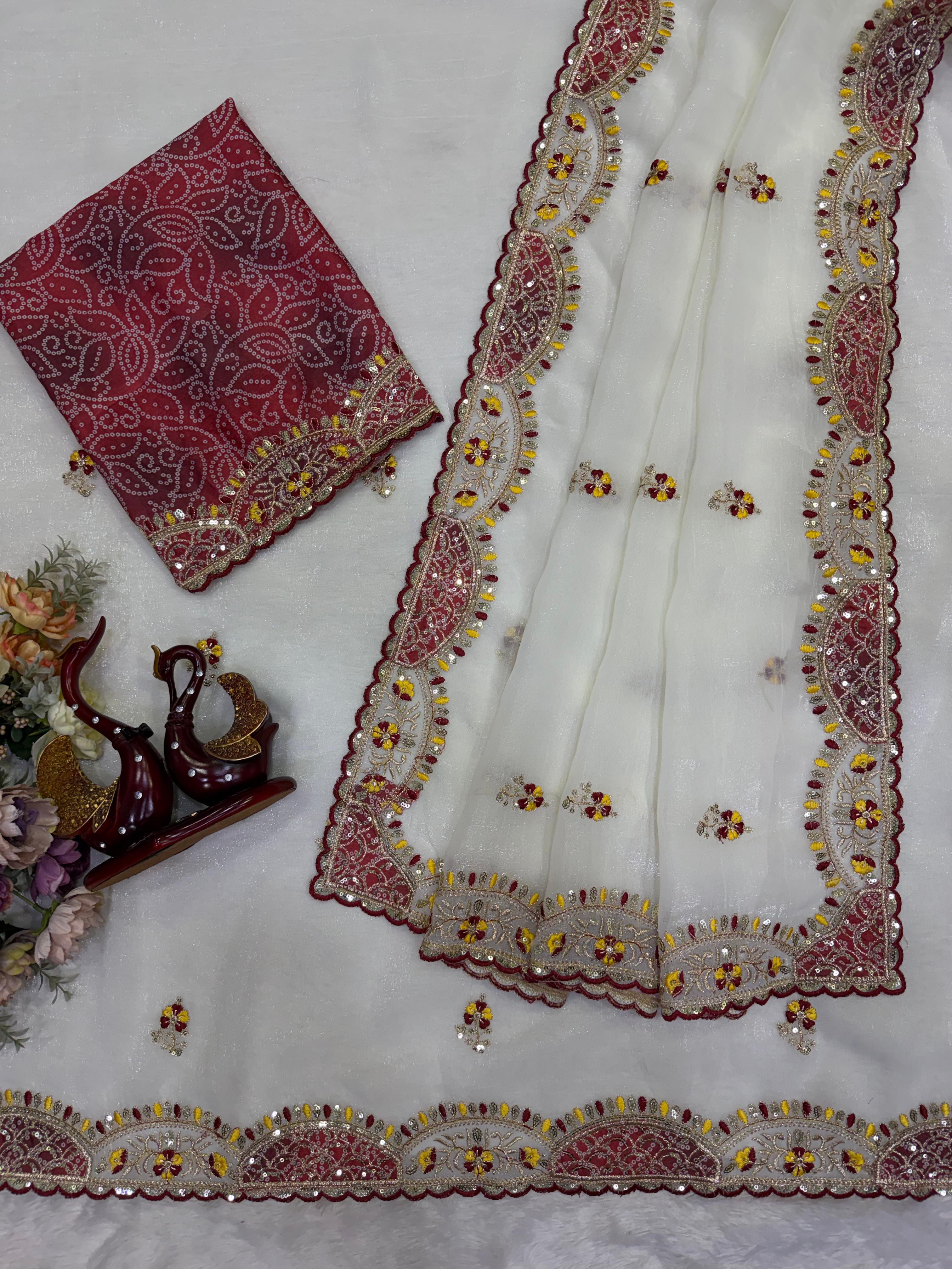 Soft Crunchy Beautiful Aplic work Saree