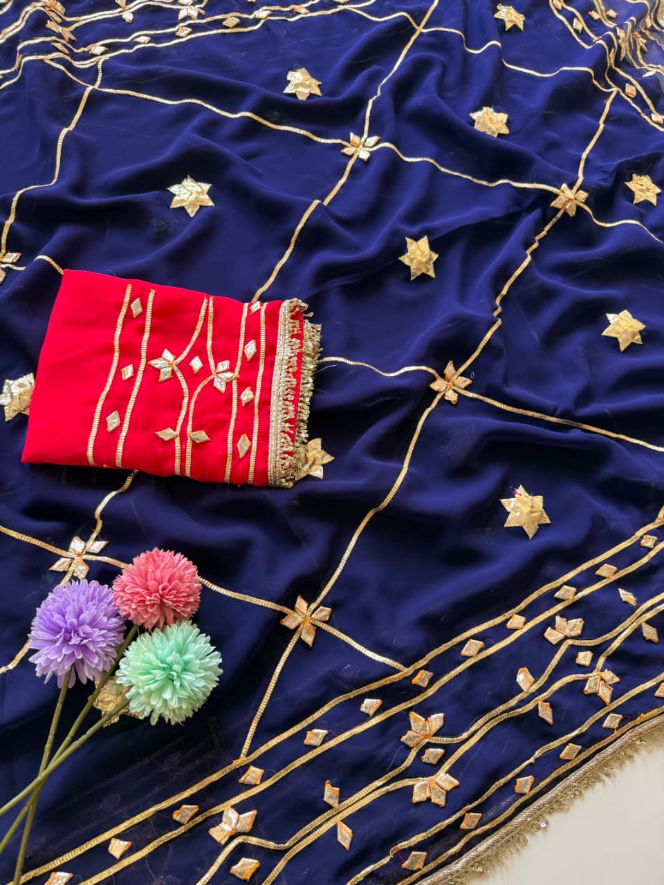 Original Hand Kachhi Gotta Work Heavy Wedding Sarees