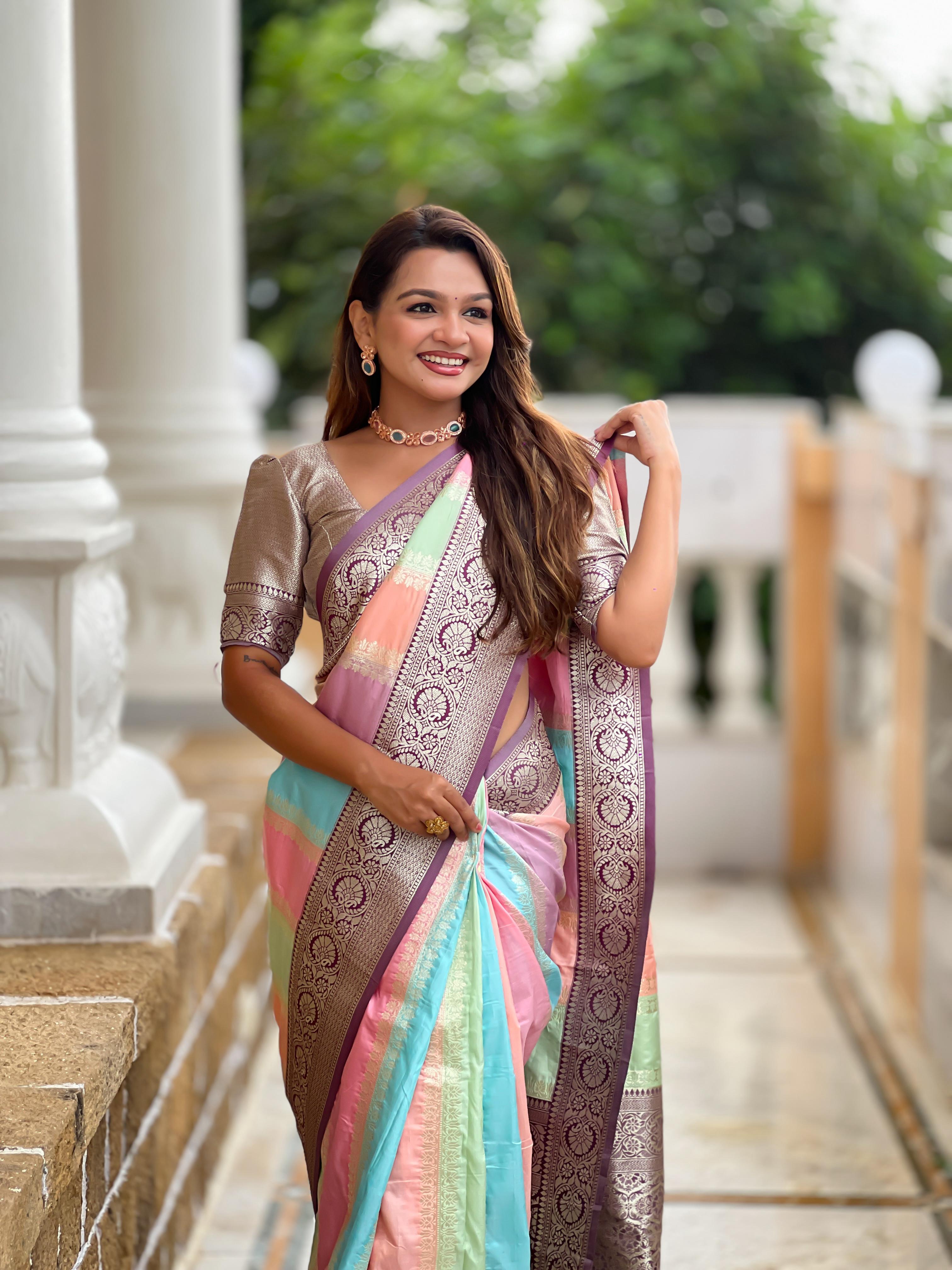 Soft Banarasi Multi Color Saree