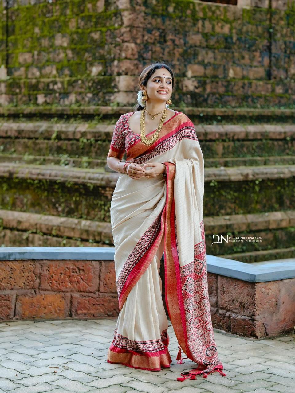 Tranding Rust Orange Colour Saree