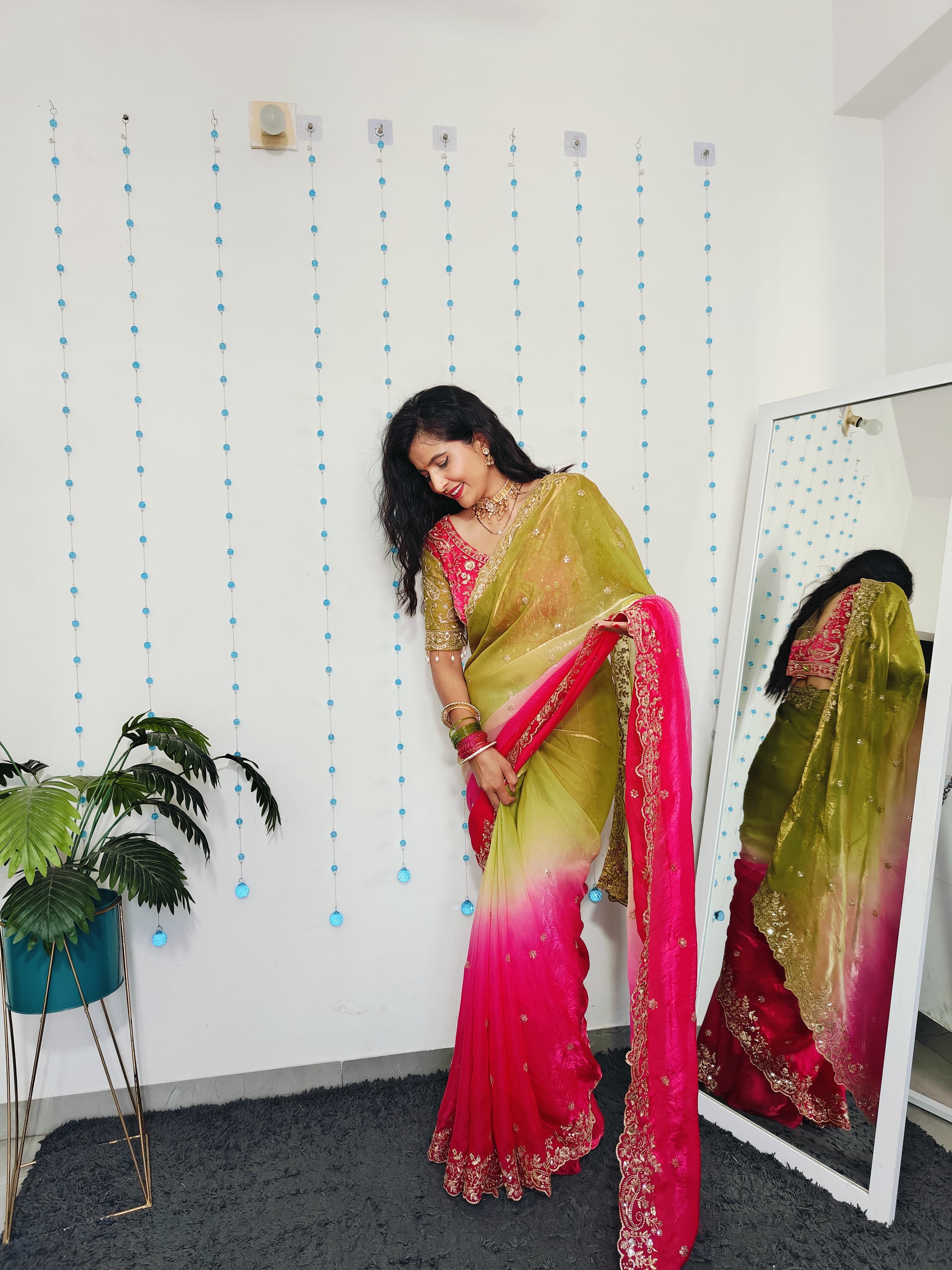 Wedding Fendy Sartin 2D Color Embroidery Saree