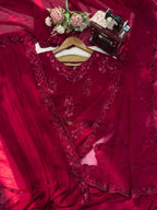 Faux Georgette Saree With Dupatta