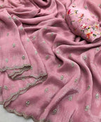 Georgette crush with embroidery work Saree