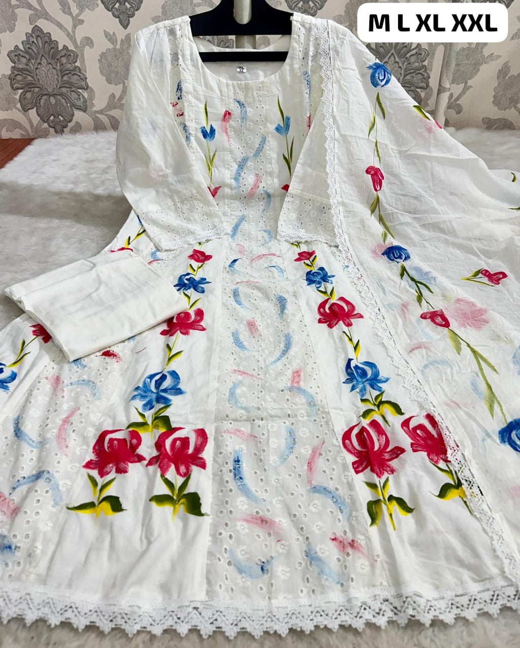Anarkali White Kurti