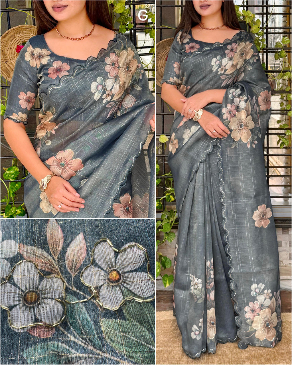 TISSUE COTTON DIGITAL PRINT SAREE