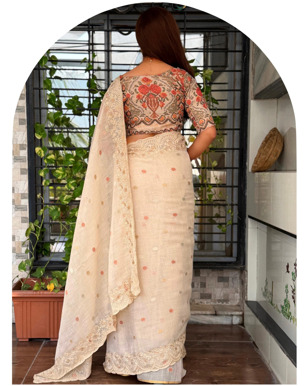 Nayanthara Linen Cotton Zari Weaving Saree