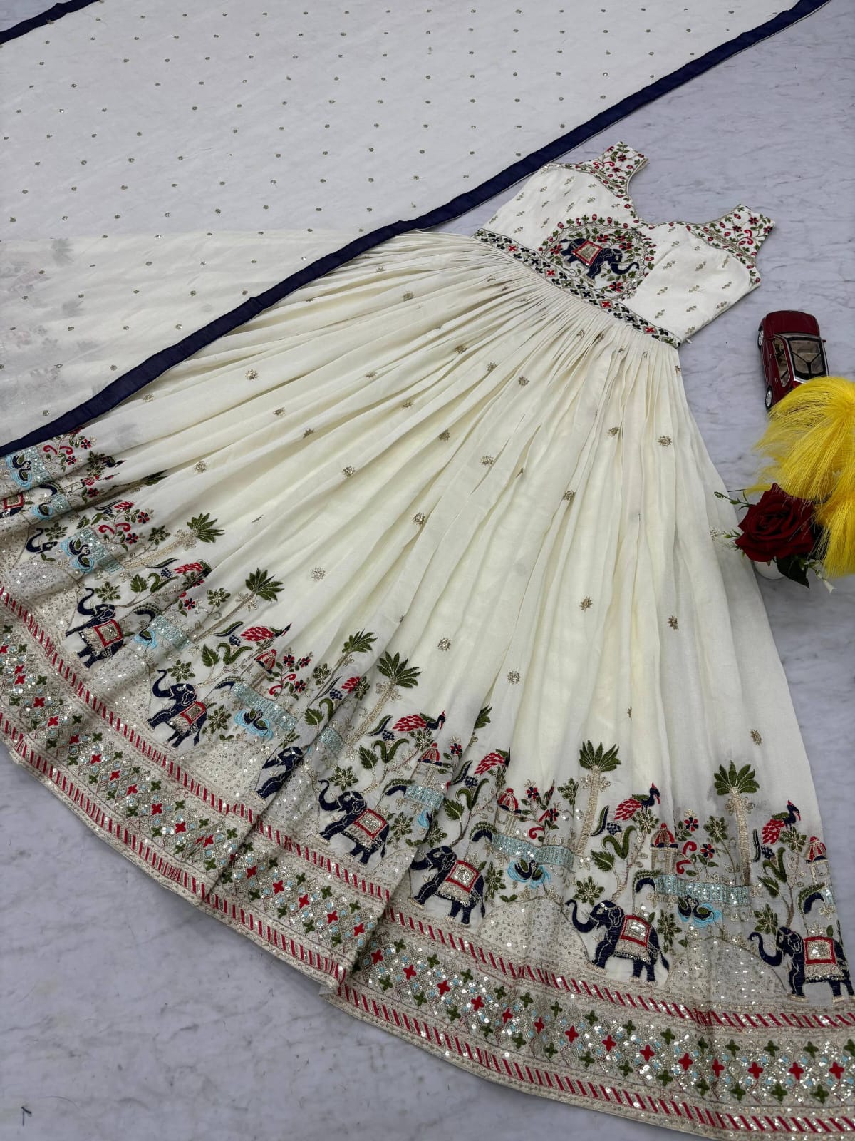 Embroidery Thread & Sequence Work Festival Gown