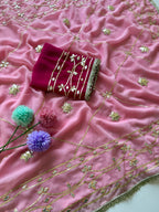 Original Hand Kachhi Gotta Work Heavy Wedding Sarees