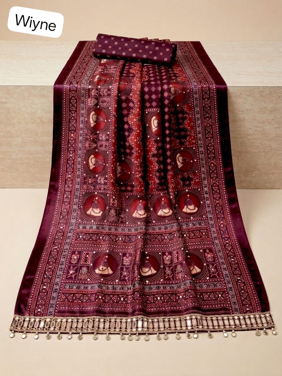 Ajrakh Sartin Viscose Saree