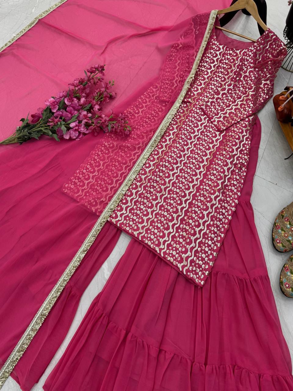 New Designer Party Top Pallazo & Dupatta Set👗