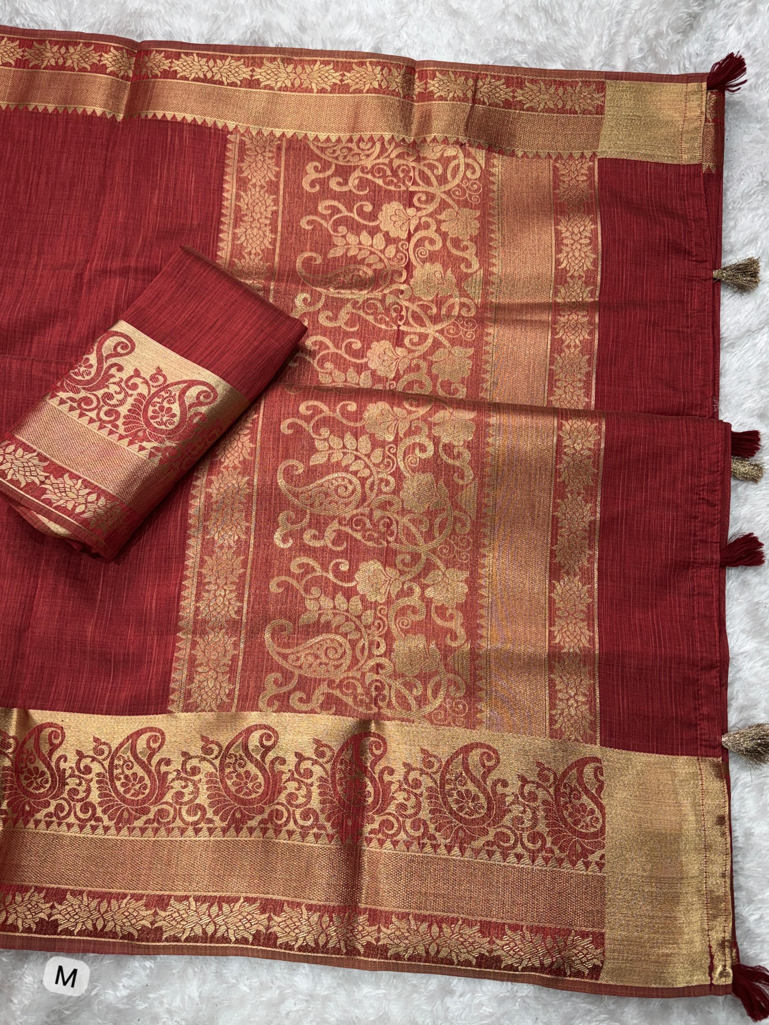 Zari Weaving Jacquard Assam Silk Saree