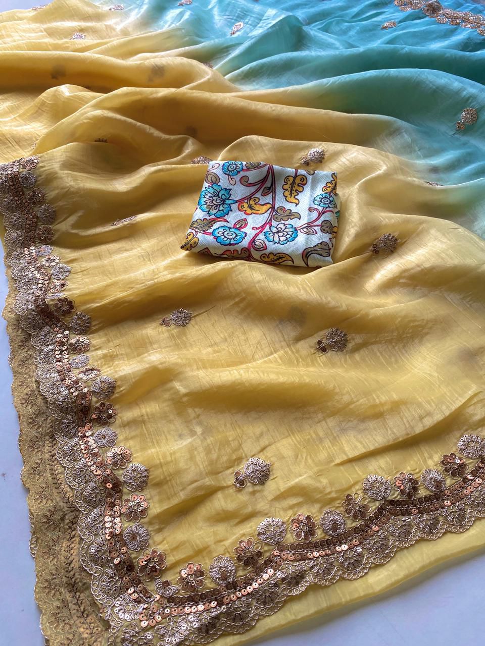 Pure crush padding saree