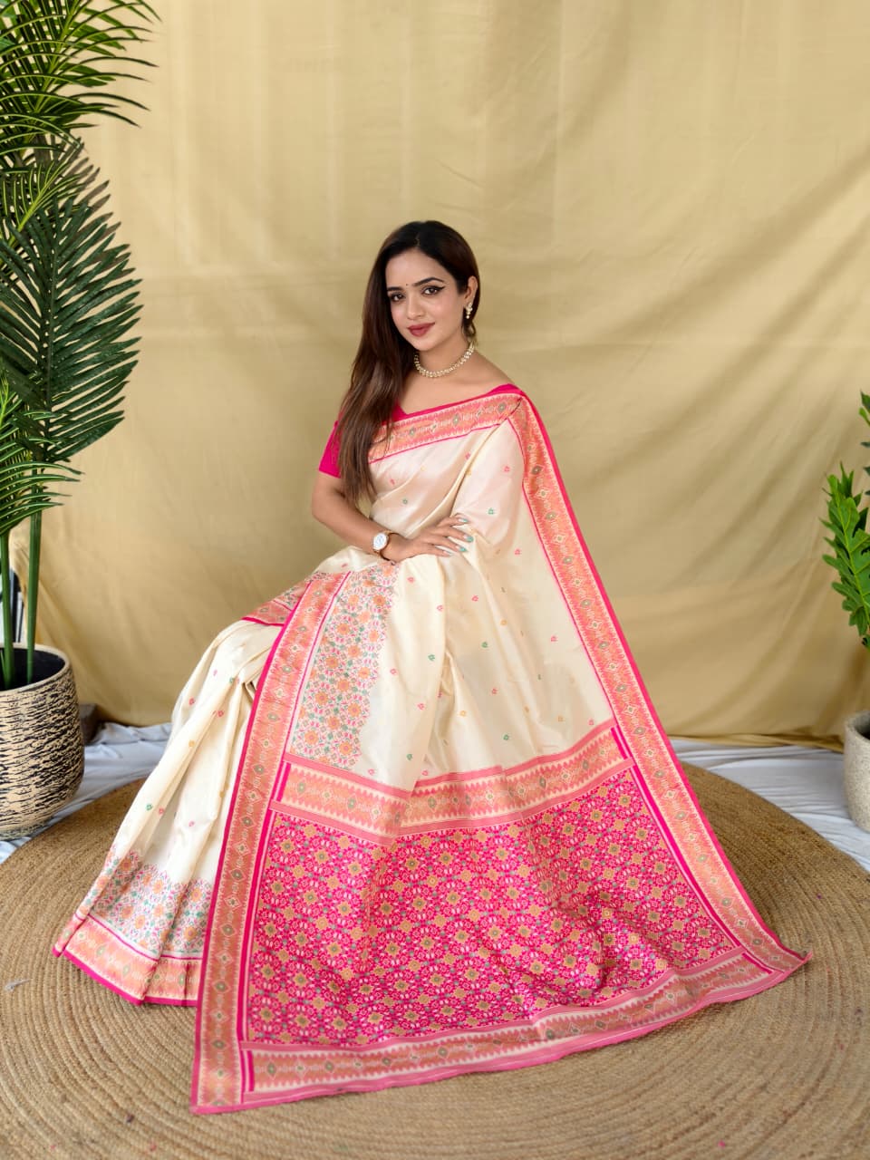 Soft Silk White Saree