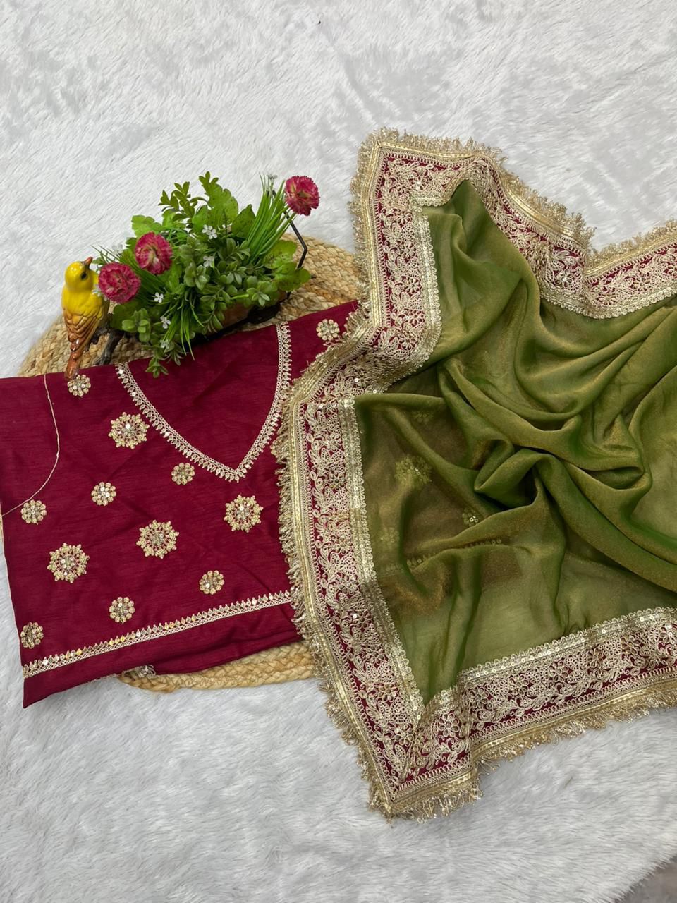 TRADING KAJAL  MOCHA SILK SAREE