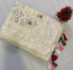 Pure soft Off-white silk organza saree