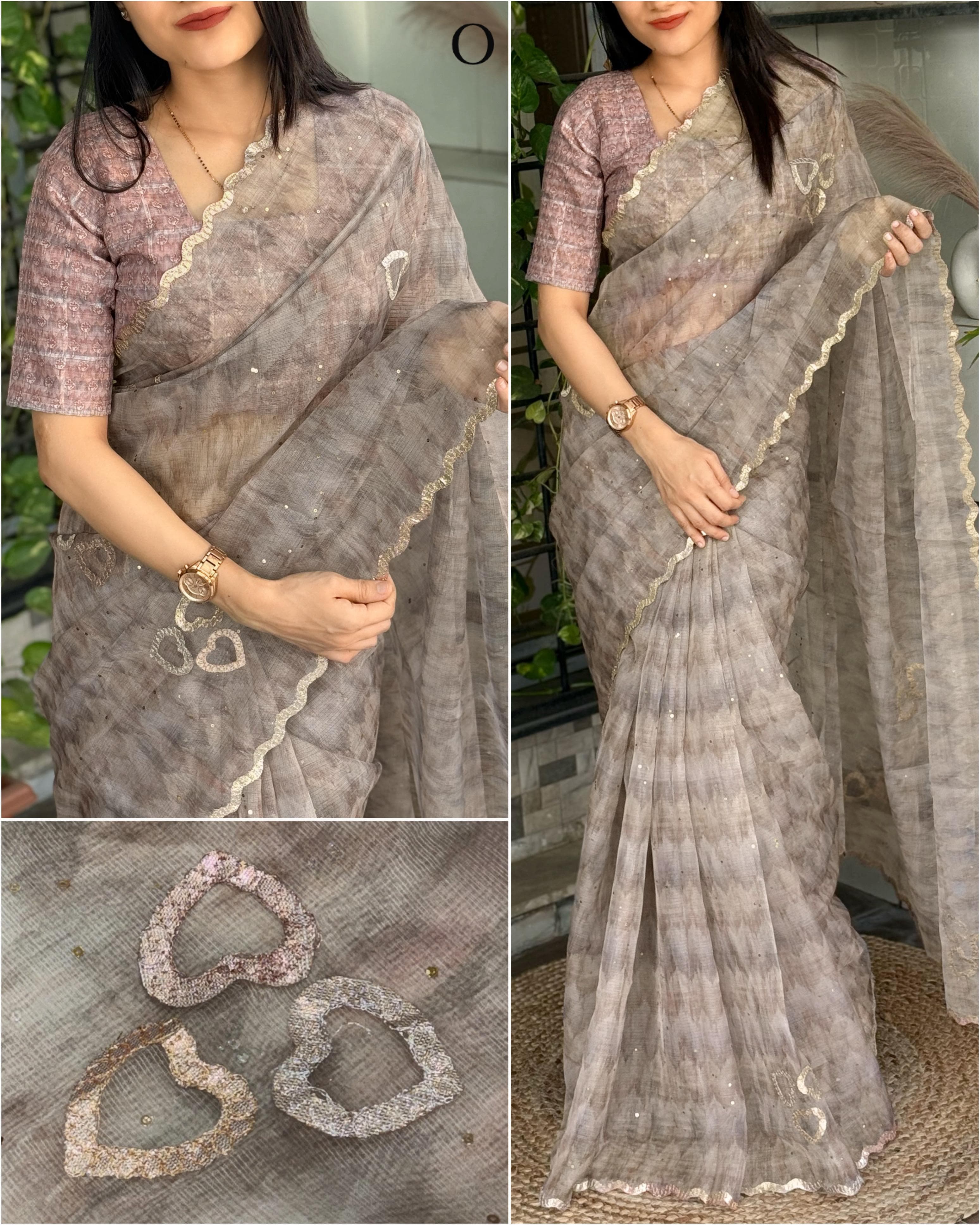 Heart beat Leno Cotton Saree