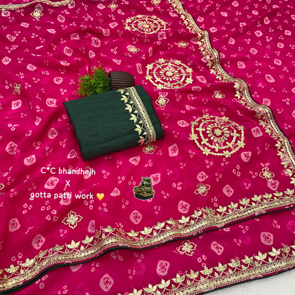Georgatte Bandhani Saree