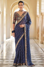 HEAVY GEORGETTE FABRIC ON BEAUTIFUL EMBROIDERY BUTTI WORK SAREE